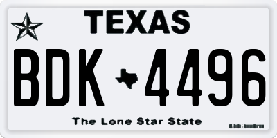 TX license plate BDK4496