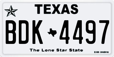 TX license plate BDK4497