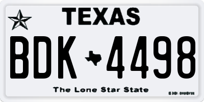 TX license plate BDK4498