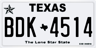 TX license plate BDK4514