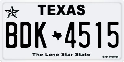 TX license plate BDK4515