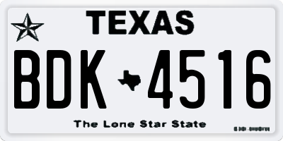 TX license plate BDK4516