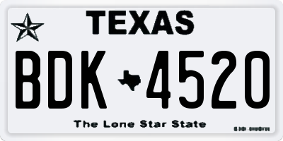 TX license plate BDK4520