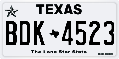 TX license plate BDK4523
