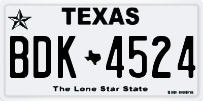 TX license plate BDK4524