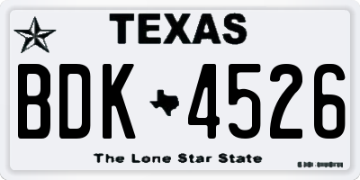 TX license plate BDK4526