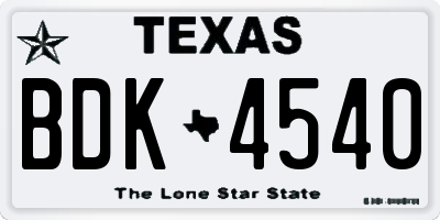 TX license plate BDK4540