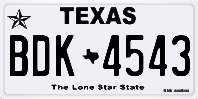 TX license plate BDK4543