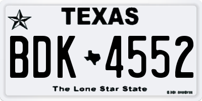 TX license plate BDK4552