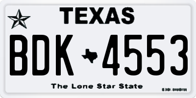 TX license plate BDK4553