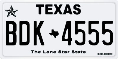 TX license plate BDK4555