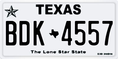 TX license plate BDK4557