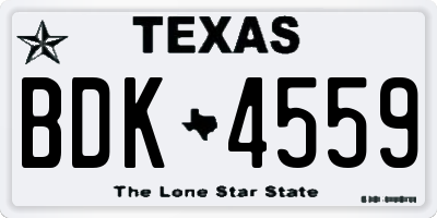 TX license plate BDK4559