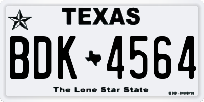TX license plate BDK4564