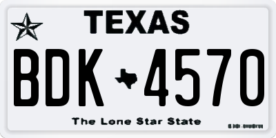 TX license plate BDK4570