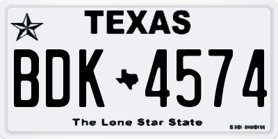 TX license plate BDK4574