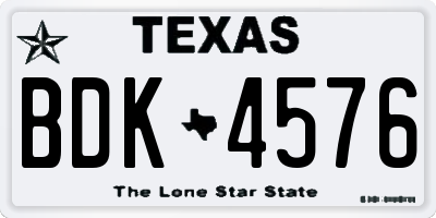 TX license plate BDK4576