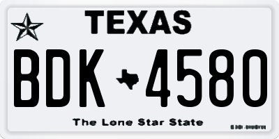 TX license plate BDK4580