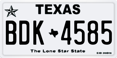 TX license plate BDK4585