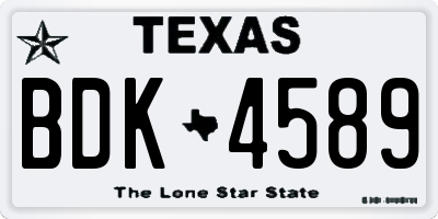 TX license plate BDK4589