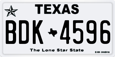 TX license plate BDK4596
