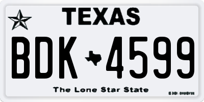TX license plate BDK4599