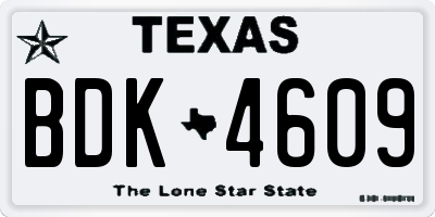 TX license plate BDK4609