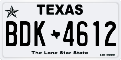 TX license plate BDK4612