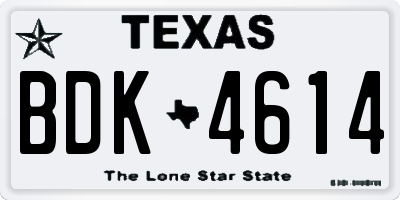 TX license plate BDK4614