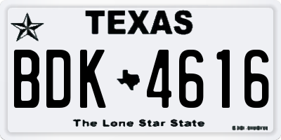 TX license plate BDK4616