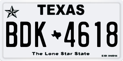 TX license plate BDK4618