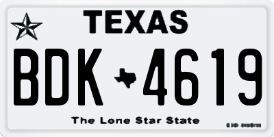 TX license plate BDK4619