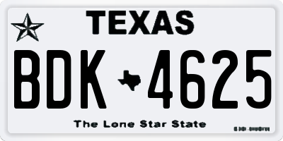 TX license plate BDK4625
