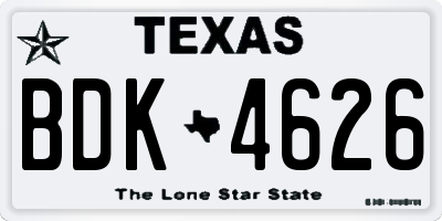 TX license plate BDK4626