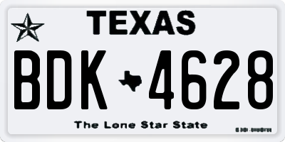 TX license plate BDK4628