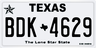 TX license plate BDK4629