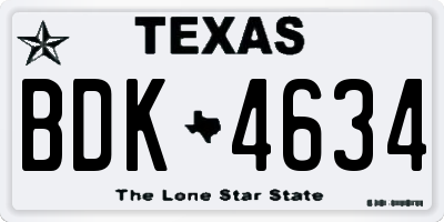 TX license plate BDK4634