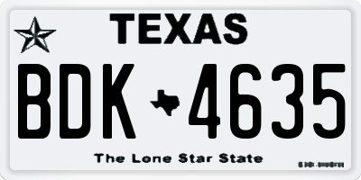 TX license plate BDK4635