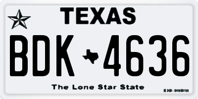 TX license plate BDK4636