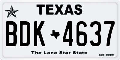 TX license plate BDK4637