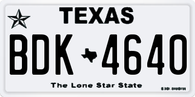 TX license plate BDK4640