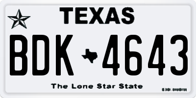 TX license plate BDK4643