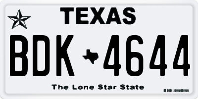 TX license plate BDK4644