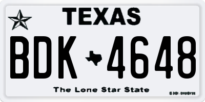 TX license plate BDK4648