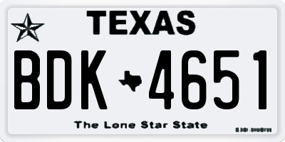 TX license plate BDK4651
