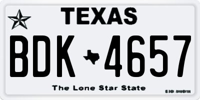 TX license plate BDK4657