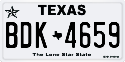 TX license plate BDK4659