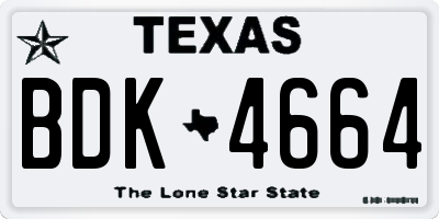 TX license plate BDK4664