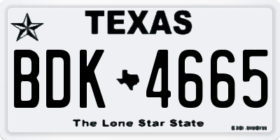 TX license plate BDK4665