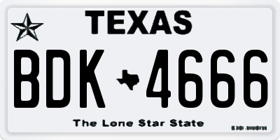 TX license plate BDK4666